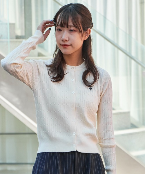 U.S. POLO ASSN.(ユーエスポロアッスン)の「U.S. POLO ASSN./ユーエスポロアッスン ワイドシルエット ケーブルカーディガン 冬服(カーディガン/ボレロ・レディース・アイボリー/ブルー/グレー・M/S)」の10枚目の写真