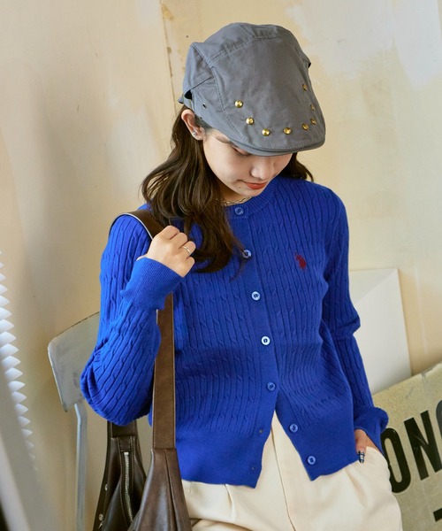 U.S. POLO ASSN.(ユーエスポロアッスン)の「U.S. POLO ASSN./ユーエスポロアッスン ワイドシルエット ケーブルカーディガン 冬服(カーディガン/ボレロ・レディース・アイボリー/ブルー/グレー・M/S)」の13枚目の写真