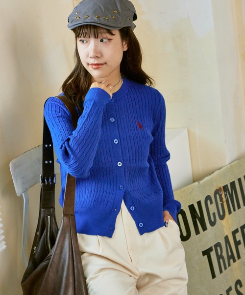 U.S. POLO ASSN.(ユーエスポロアッスン)の「U.S. POLO ASSN./ユーエスポロアッスン ワイドシルエット ケーブルカーディガン 冬服(カーディガン/ボレロ・レディース・アイボリー/ブルー/グレー・M/S)」の17枚目の写真