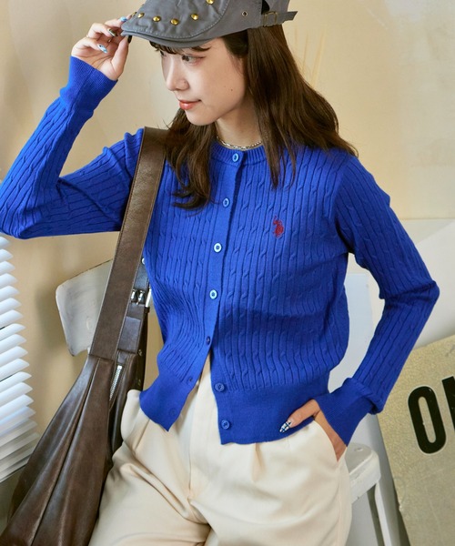 U.S. POLO ASSN.(ユーエスポロアッスン)の「U.S. POLO ASSN./ユーエスポロアッスン ワイドシルエット ケーブルカーディガン 冬服(カーディガン/ボレロ・レディース・アイボリー/ブルー/グレー・M/S)」の16枚目の写真