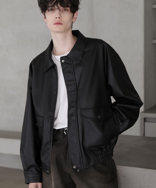 ヴィンテージ加工 PU合皮 A-2ショートブルゾン（ブルゾン）｜ASTRONOMY