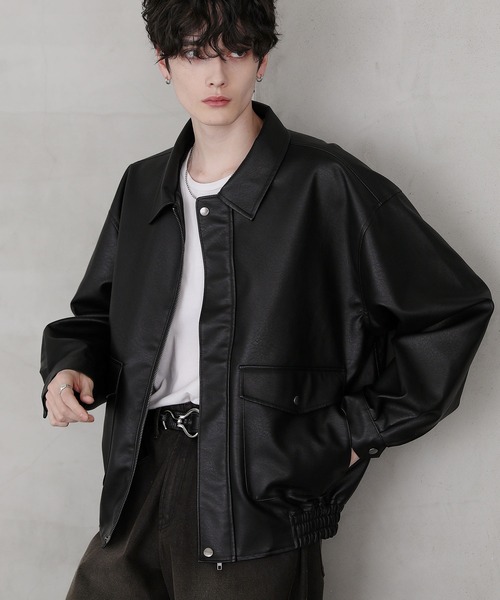 セール】ヴィンテージ加工 PU合皮 A-2ショートブルゾン（ブルゾン