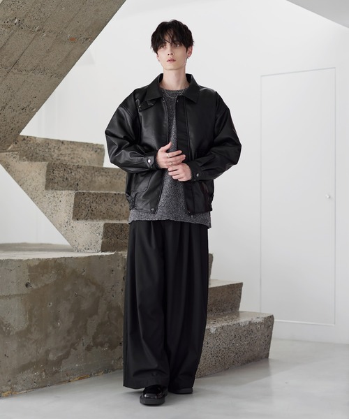 ヴィンテージ加工 PU合皮 A-2ショートブルゾン（ブルゾン）｜ASTRONOMY