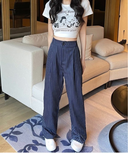 セール】WEGO/ストライプストレートスラックス（スラックス）｜WEGO