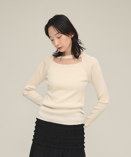 eL(エル)の「【eL】14G Layered Pullover/583682(ニット/セーター・レディース・ブラック/グリーン/オフホワイト・FREE)」の13枚目の写真