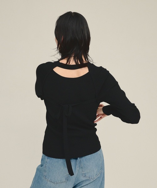 eL(エル)の「【eL】14G Layered Pullover/583682(ニット/セーター・レディース・ブラック/グリーン/オフホワイト・FREE)」の22枚目の写真