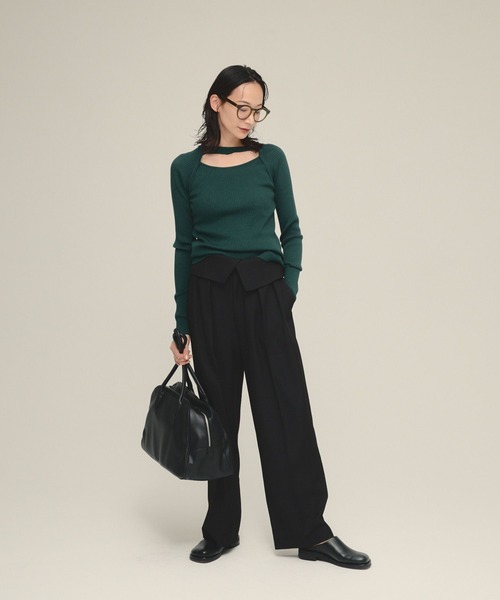 eL(エル)の「【eL】14G Layered Pullover/583682(ニット/セーター・レディース・ブラック/グリーン/オフホワイト・FREE)」の17枚目の写真