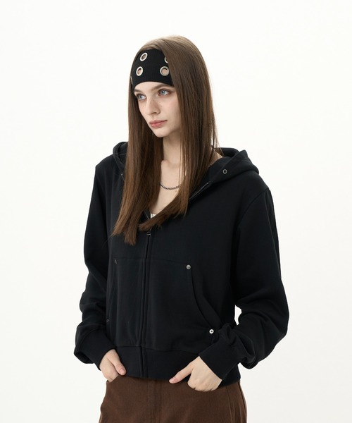 Paleduskパッチワークフーディ ジップパーカー Paleduskパッチワーク