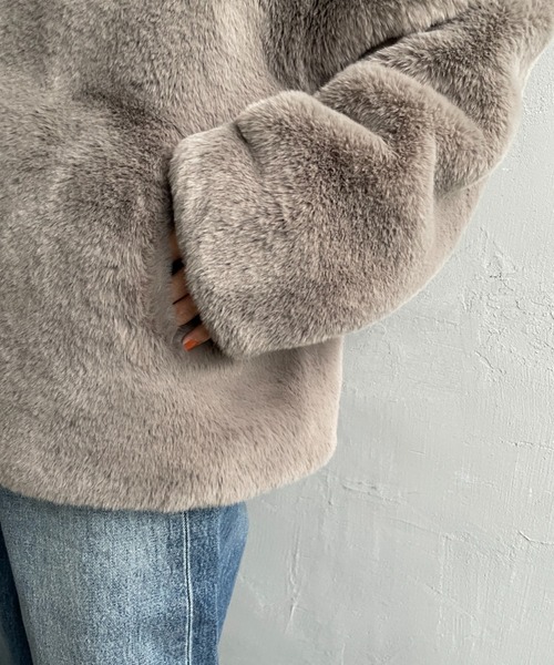 JEANS FACTORY Clothes（ジーンズファクトリークローズ）の「[Jeans Factory Clothes/ジーンズファクトリークローズ] エコファー オーバーサイズブルゾン（その他アウター・レディース・ベージュ/ブラウン/グレイッシュベージュ・F）」の22枚目の写真