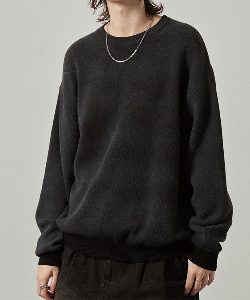 archivo 長袖ニット　ブラック セール】【Alfred Alex】ヴィンテージ加工ラバースプレー