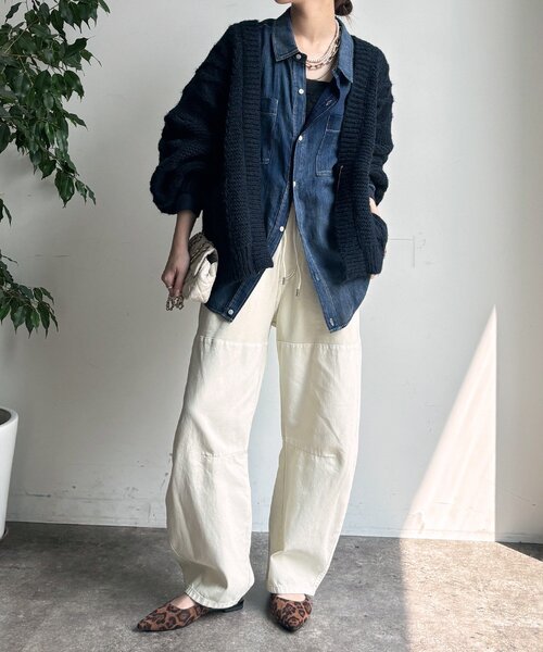 DouDou（ドゥドゥ）の「ガーメントダイ切替パンツ（その他パンツ・レディース・ブラウン/ホワイト系その他/カーキ・FREE）」の4枚目の写真