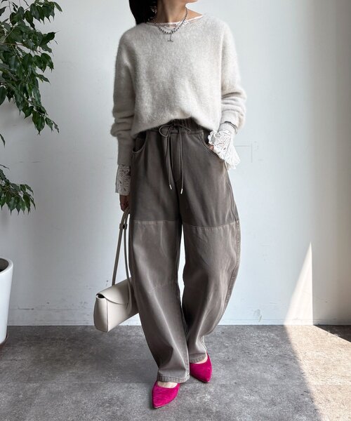 DouDou（ドゥドゥ）の「ガーメントダイ切替パンツ（その他パンツ・レディース・ブラウン/ホワイト系その他/カーキ・FREE）」の13枚目の写真