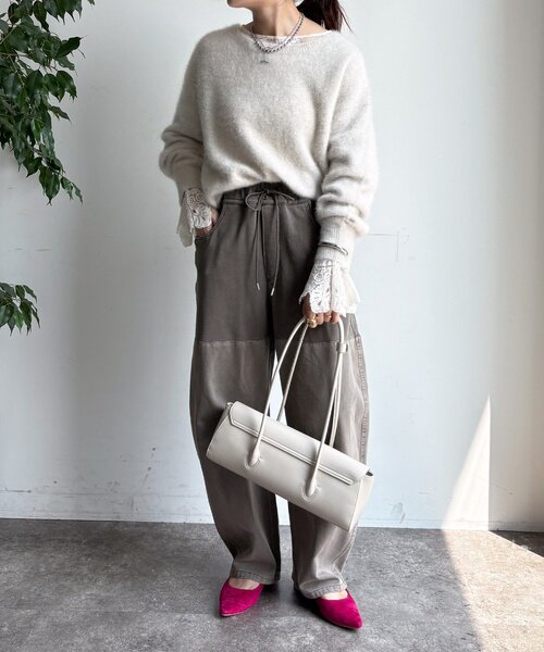 DouDou（ドゥドゥ）の「ガーメントダイ切替パンツ（その他パンツ・レディース・ブラウン/ホワイト系その他/カーキ・FREE）」の14枚目の写真