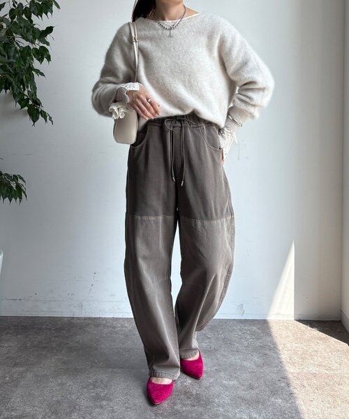 DouDou（ドゥドゥ）の「ガーメントダイ切替パンツ（その他パンツ・レディース・ブラウン/ホワイト系その他/カーキ・FREE）」の16枚目の写真