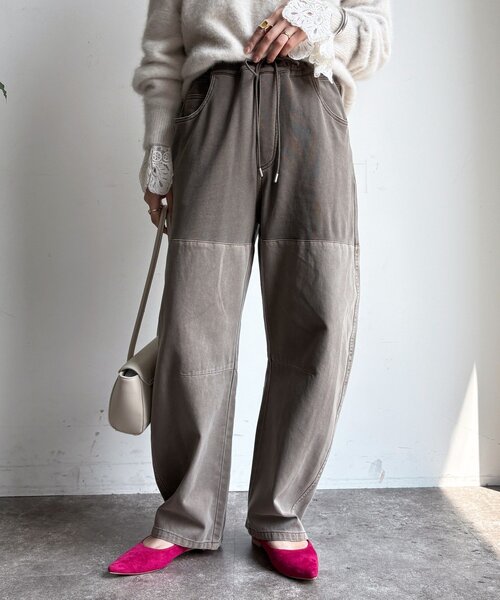 DouDou（ドゥドゥ）の「ガーメントダイ切替パンツ（その他パンツ・レディース・ブラウン/ホワイト系その他/カーキ・FREE）」の20枚目の写真