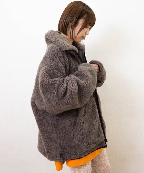 RNA（アールエヌエー）の「J2163 マルチカラーボアジャケット（ブルゾン・レディース・ブルー/ホワイト×ブルー/チャコール・MEDIUM）」の8枚目の写真