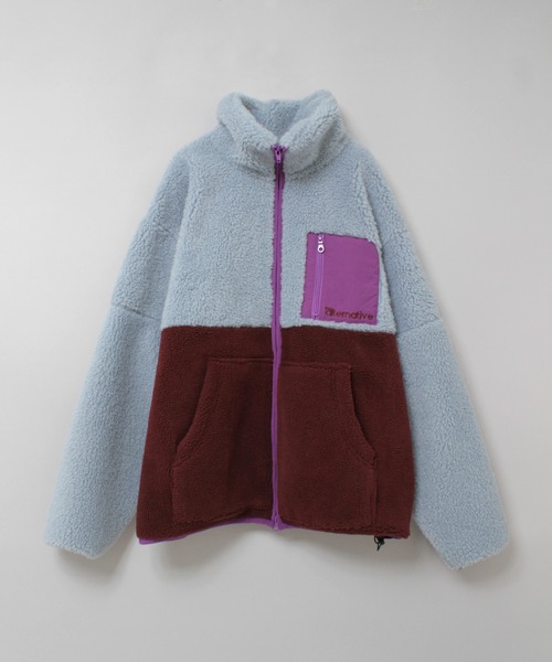 RNA（アールエヌエー）の「J2163 マルチカラーボアジャケット（ブルゾン・レディース・ブルー/ホワイト×ブルー/チャコール・MEDIUM）」の14枚目の写真