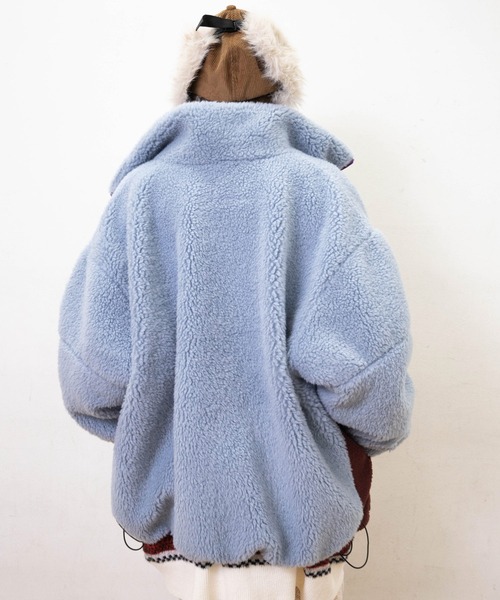 RNA（アールエヌエー）の「J2163 マルチカラーボアジャケット（ブルゾン・レディース・ブルー/ホワイト×ブルー/チャコール・MEDIUM）」の13枚目の写真