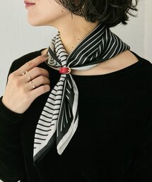 レザーリング付き2色ストライプスカーフ