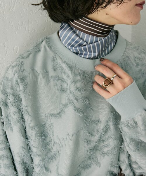 ear PAPILLONNER（イアパピヨネ）の「レザーリング付き2色ストライプスカーフ（ストール/ショール・レディース・ブラウン/ブラック・FREE）」の19枚目の写真