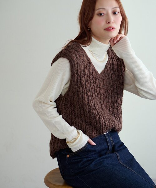 手編み風ベスト（ベスト）｜DISCOAT（ディスコート）のファッション