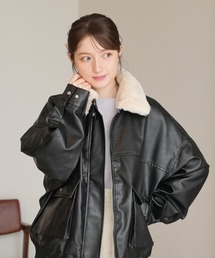 ASTORIA ODIER | ファーティペット付き合皮ブルゾン(ブルゾン)