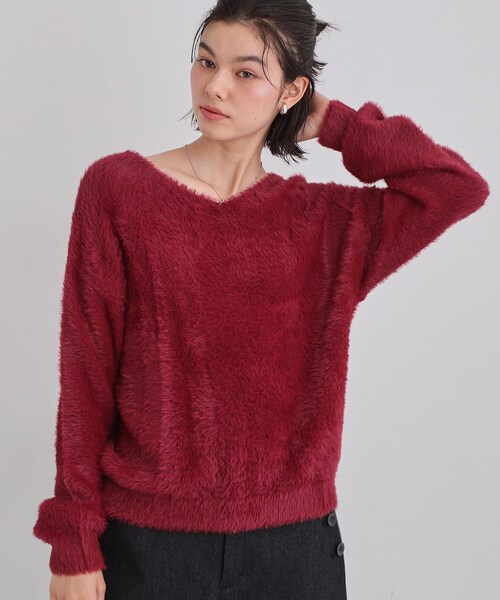 THE SHOP TK （ザ ショップ ティーケー ）の「【選べる7色/華やかで柔らか】ふわふわフェザーニット/洗える・前後2WAY（ニット/セーター・レディース・グレー/ブルー/ワインレッド/ベージュ/スミクロ/ネイビー系5/アイボリー・13/12）」の7枚目の写真