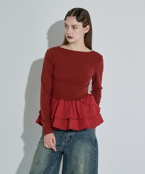 ANNA SUI NYC(アナ スイ エヌ ワイ シー)の「ペプラムテレコトップス(Tシャツ/カットソー・レディース・ブラウン/ホワイト/ブラック・FREE)」の22枚目の写真