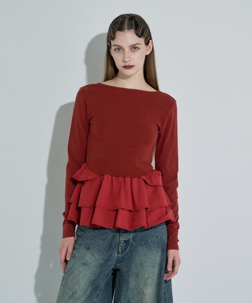 ANNA SUI NYC(アナ スイ エヌ ワイ シー)の「ペプラムテレコトップス(Tシャツ/カットソー・レディース・ブラウン/ホワイト/ブラック・FREE)」の21枚目の写真