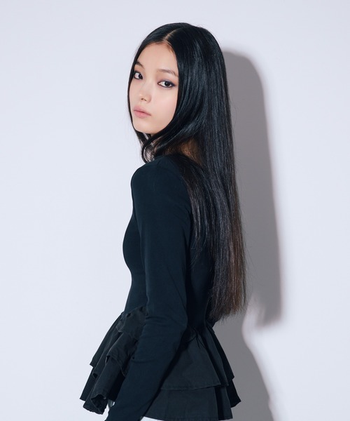 ANNA SUI NYC(アナ スイ エヌ ワイ シー)の「ペプラムテレコトップス(Tシャツ/カットソー・レディース・ブラウン/ホワイト/ブラック・FREE)」の16枚目の写真