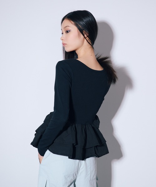 ANNA SUI NYC(アナ スイ エヌ ワイ シー)の「ペプラムテレコトップス(Tシャツ/カットソー・レディース・ブラウン/ホワイト/ブラック・FREE)」の17枚目の写真