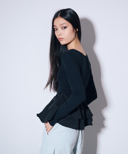 ANNA SUI NYC(アナ スイ エヌ ワイ シー)の「ペプラムテレコトップス(Tシャツ/カットソー・レディース・ブラウン/ホワイト/ブラック・FREE)」の18枚目の写真