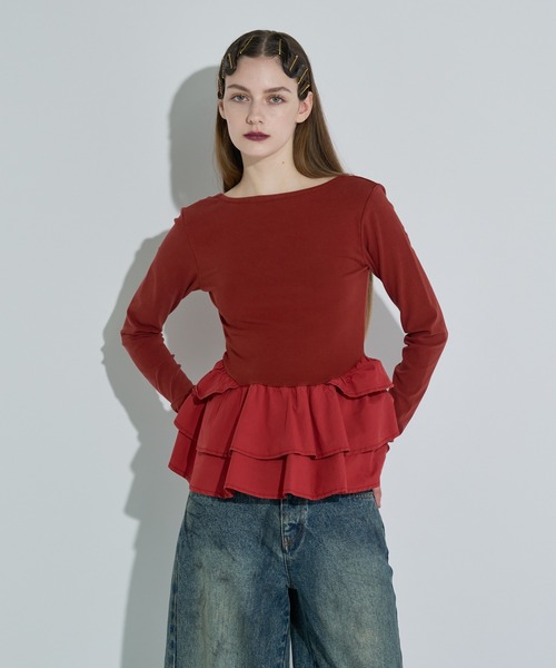 ANNA SUI NYC(アナ スイ エヌ ワイ シー)の「ペプラムテレコトップス(Tシャツ/カットソー・レディース・ブラウン/ホワイト/ブラック・FREE)」の20枚目の写真