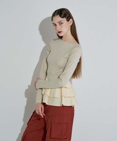 ANNA SUI NYC(アナ スイ エヌ ワイ シー)の「ペプラムテレコトップス(Tシャツ/カットソー・レディース・ブラウン/ホワイト/ブラック・FREE)」の9枚目の写真