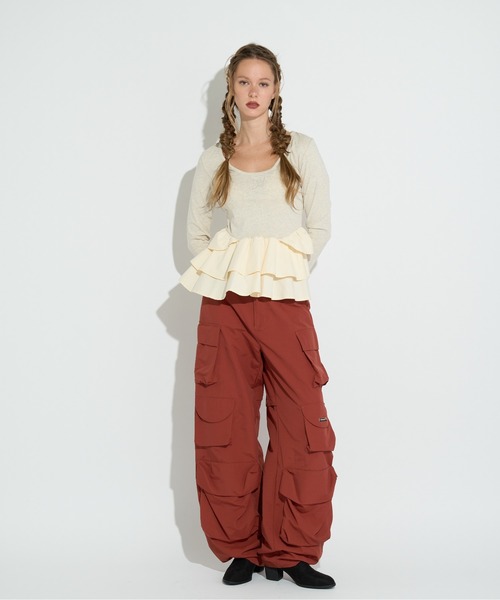 ANNA SUI NYC(アナ スイ エヌ ワイ シー)の「ペプラムテレコトップス(Tシャツ/カットソー・レディース・ブラウン/ホワイト/ブラック・FREE)」の13枚目の写真