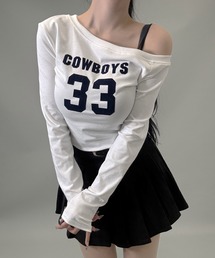 6color/ナンバリングロゴ ワンオフショルダー長袖Ｔシャツ