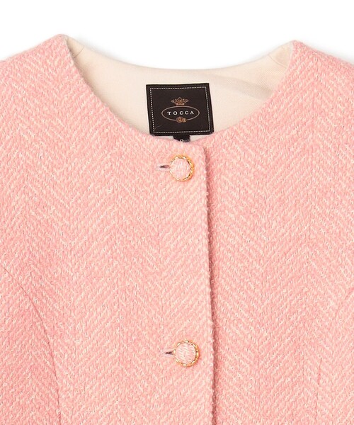 TOCCA(トッカ)の「SNOWBERRY POCKET TWEED コート(ノーカラーコート・レディース・ピンク系5/ブラック系5・0/6/4/2)」の10枚目の写真
