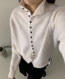 多ボタン ハーフタートル カーディガン