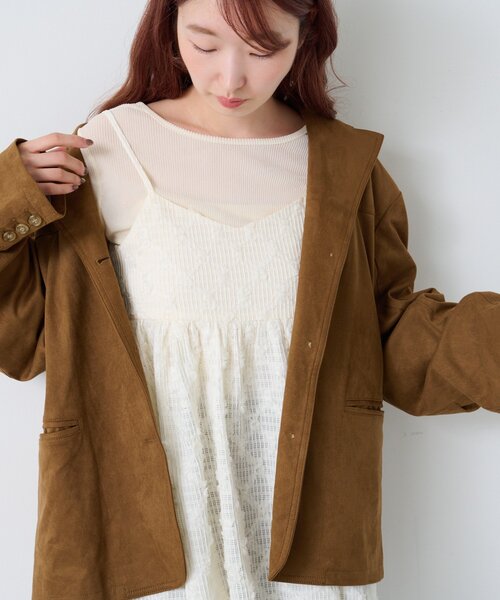 Kastane（カスタネ）の「【セットアップ対応】フラワージャガードチュニック（チュニック・レディース・ブラック/アイボリー・FREE）」の6枚目の写真