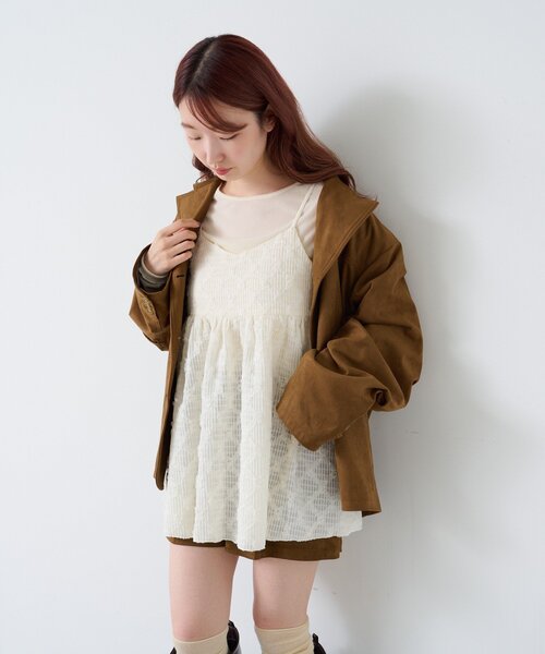 Kastane（カスタネ）の「【セットアップ対応】フラワージャガードチュニック（チュニック・レディース・ブラック/アイボリー・FREE）」の7枚目の写真