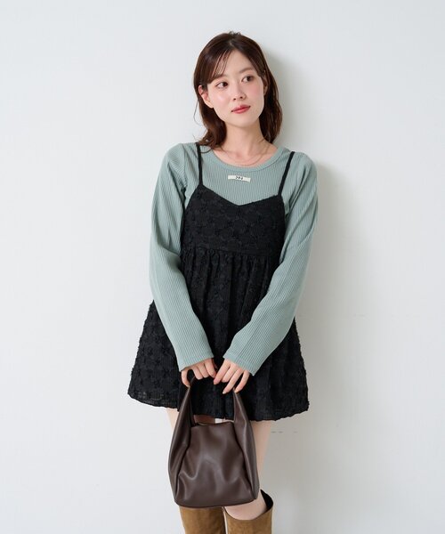 Kastane（カスタネ）の「【セットアップ対応】フラワージャガードチュニック（チュニック・レディース・ブラック/アイボリー・FREE）」の12枚目の写真