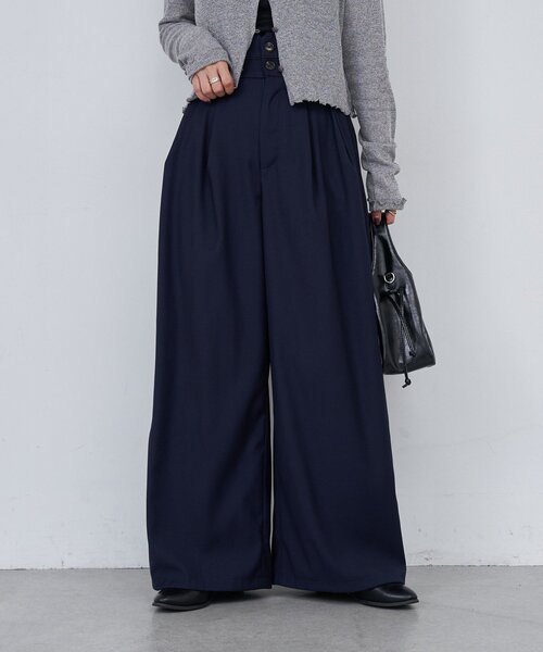 Kastane（カスタネ）の「【2サイズ展開/低身長サイズ】B パイピングハイウエストパンツ（スラックス・レディース・ブラック/ネイビー/グレー・1/0）」の3枚目の写真