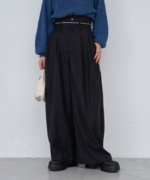 Kastane | 【2サイズ展開/低身長サイズ】B パイピングハイウエストパンツ(スラックス)