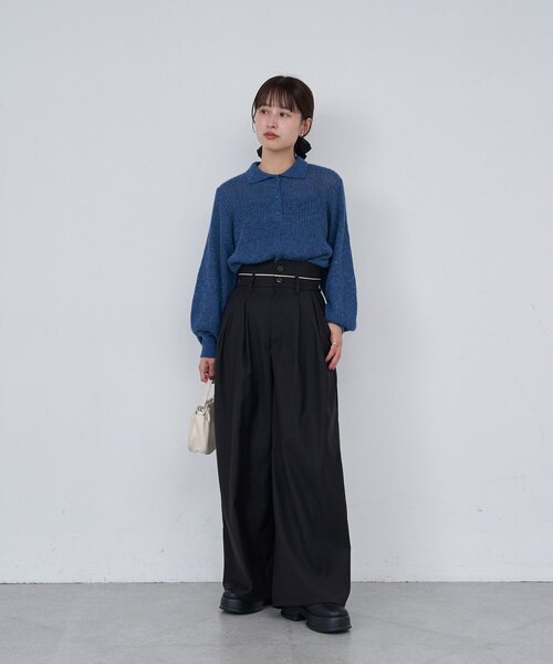 Kastane（カスタネ）の「【2サイズ展開/低身長サイズ】B パイピングハイウエストパンツ（スラックス・レディース・ブラック/ネイビー/グレー・1/0）」の20枚目の写真