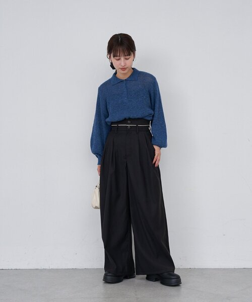 Kastane（カスタネ）の「【2サイズ展開/低身長サイズ】B パイピングハイウエストパンツ（スラックス・レディース・ブラック/ネイビー/グレー・1/0）」の16枚目の写真