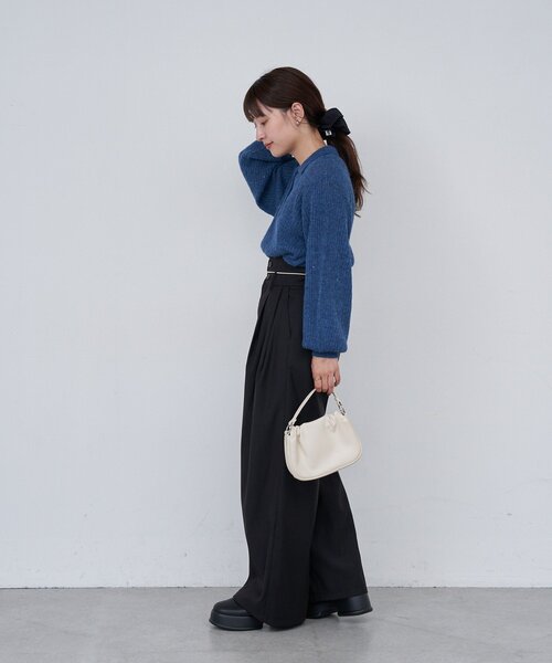 Kastane（カスタネ）の「【2サイズ展開/低身長サイズ】B パイピングハイウエストパンツ（スラックス・レディース・ブラック/ネイビー/グレー・1/0）」の15枚目の写真