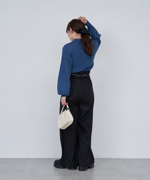 Kastane（カスタネ）の「【2サイズ展開/低身長サイズ】B パイピングハイウエストパンツ（スラックス・レディース・ブラック/ネイビー/グレー・1/0）」の9枚目の写真