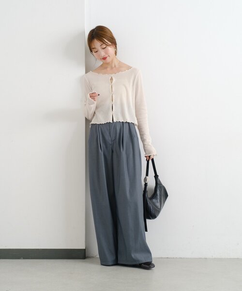 Kastane（カスタネ）の「【2サイズ展開/低身長サイズ】B パイピングハイウエストパンツ（スラックス・レディース・ブラック/ネイビー/グレー・1/0）」の14枚目の写真