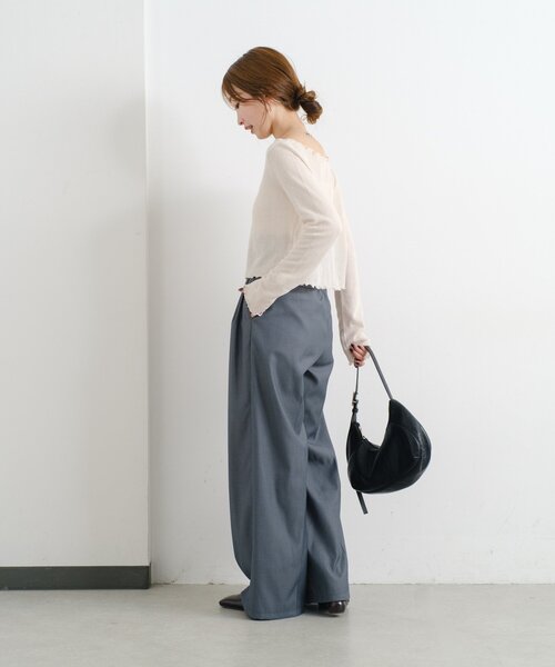 Kastane（カスタネ）の「【2サイズ展開/低身長サイズ】B パイピングハイウエストパンツ（スラックス・レディース・ブラック/ネイビー/グレー・1/0）」の10枚目の写真