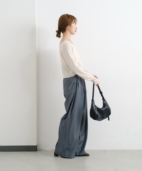 Kastane（カスタネ）の「【2サイズ展開/低身長サイズ】B パイピングハイウエストパンツ（スラックス・レディース・ブラック/ネイビー/グレー・1/0）」の12枚目の写真